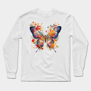 Floral Fantasia: The Enchanted Butterfly Long Sleeve T-Shirt